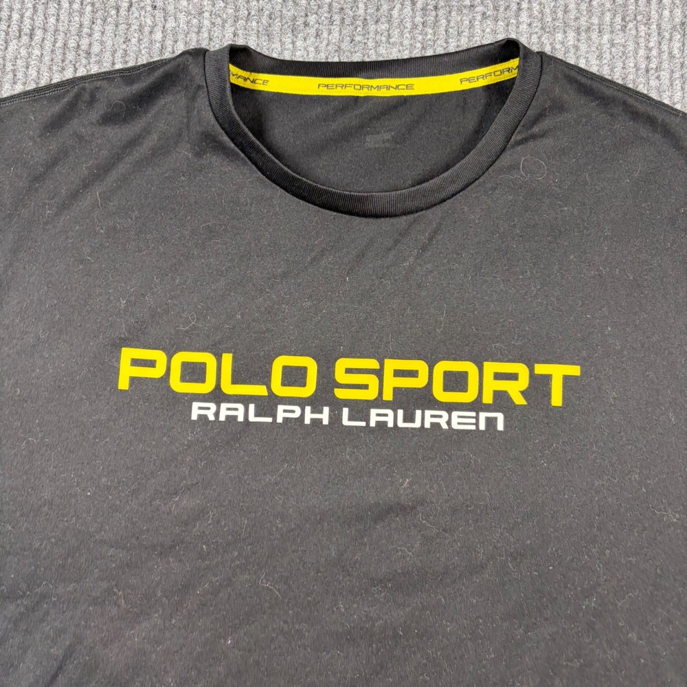 Polo Sport Ralph Lauren Shirt Men's L Performance Black Training Pickleball - Picture 2 of 7